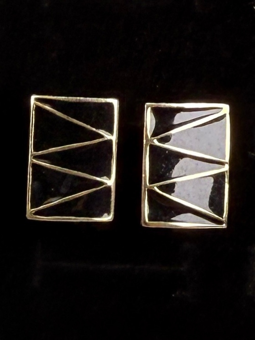 Vintage Napier Goldtone Black Clip-On Screwback Earrings